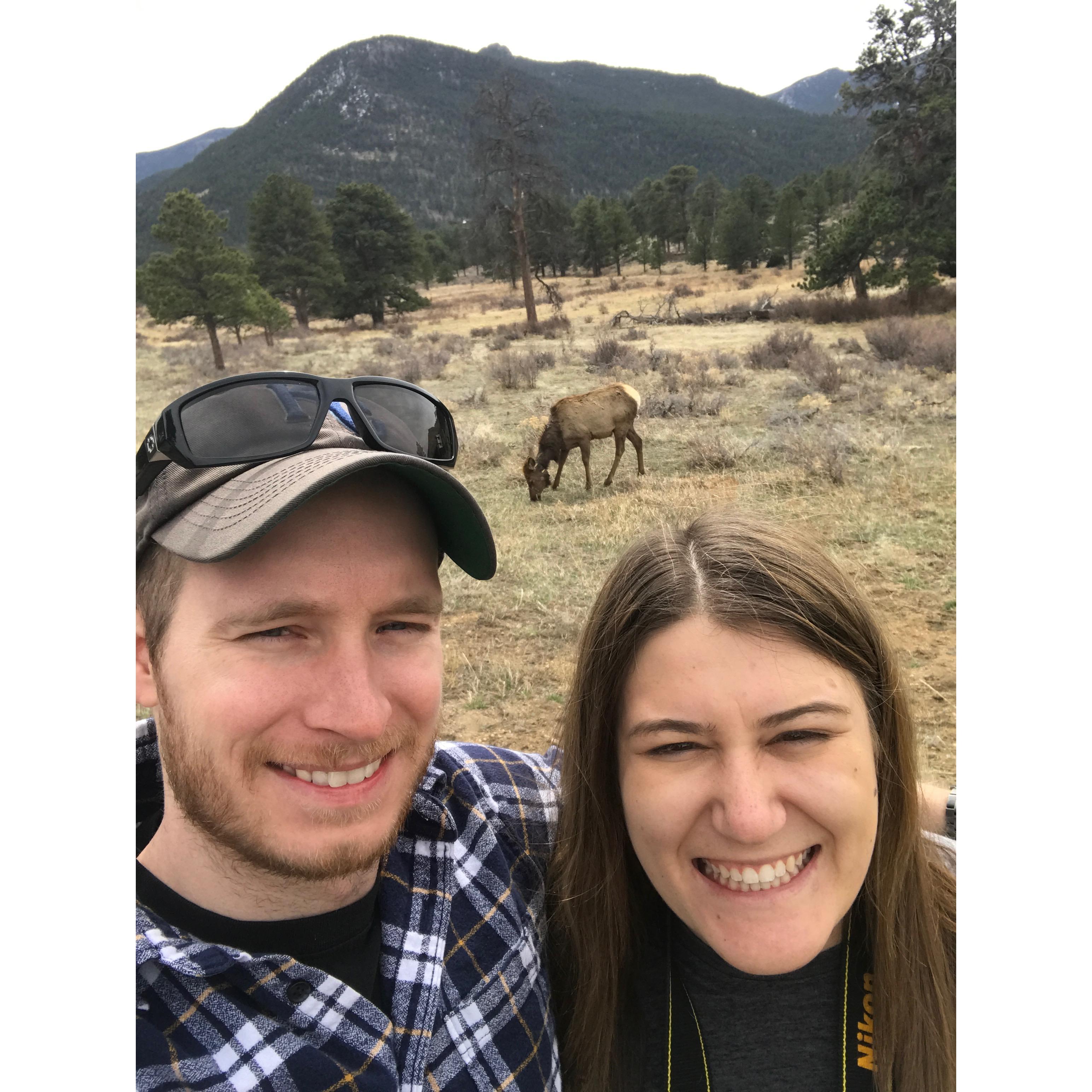 A picture with a rare Colorado native in Estes Park.