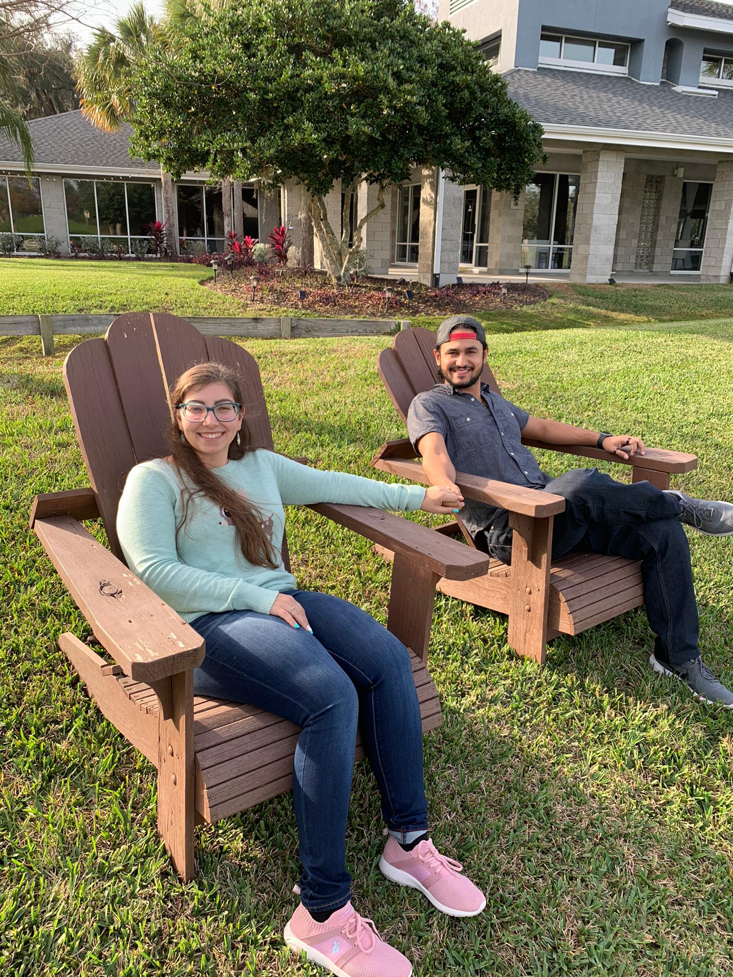Just a couple o' kids chilling outside of their wedding venue