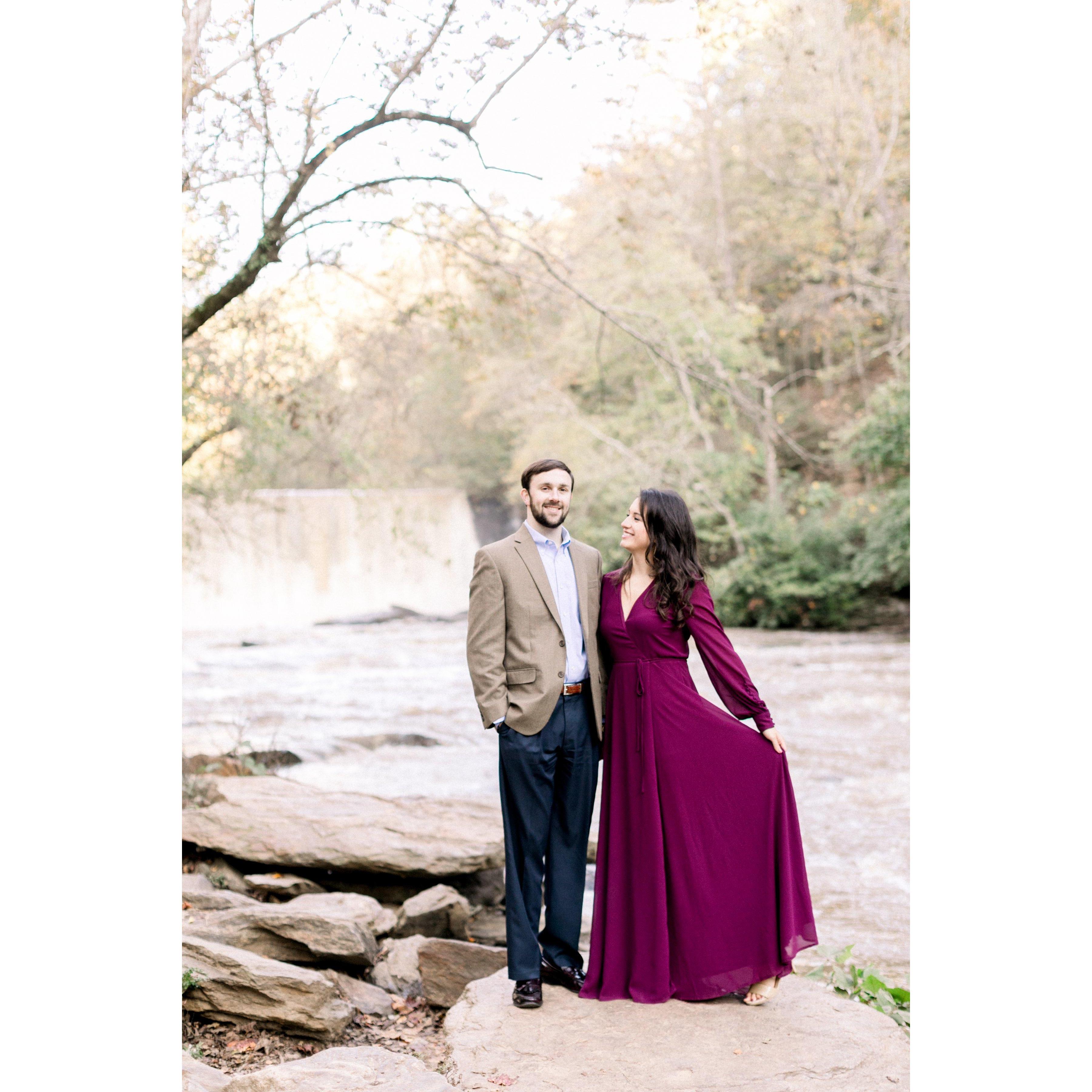 Engagement Photos in Rosewell Mill Park - Abby Byrd Photography