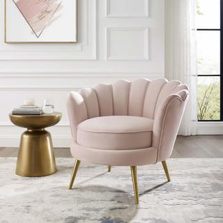 Admire Scalloped Edge Velvet Accent Armchair