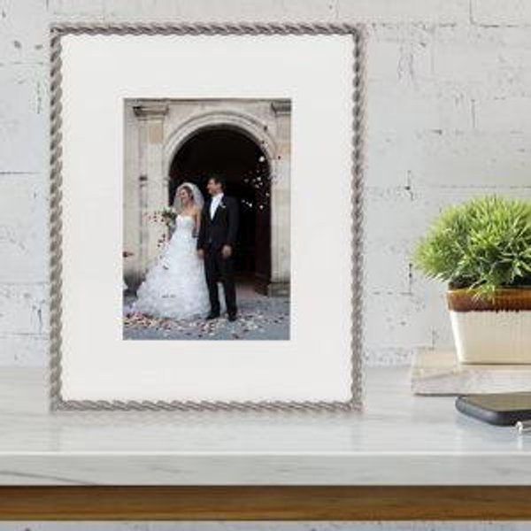 Lawrence Frames 8x10 Brushed Nickel Metal Picture Frame with Rope Design