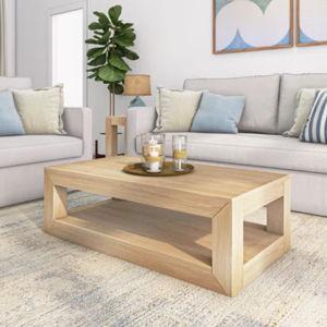 Wade Logan® Casidy Solid Wood Floor Shelf Coffee Table with Storage | Wayfair