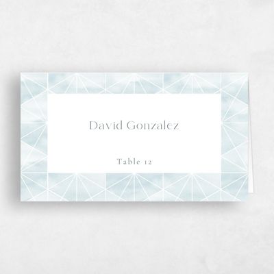 Blue Typography Wedding Place Card - Orion