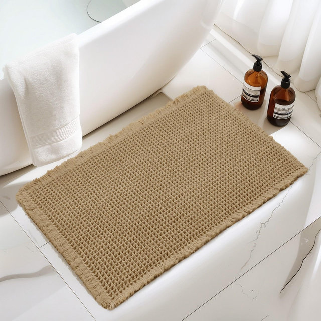 Subrtex Bathroom Rugs Waffle Style Bath Mats Super Absorbent Non Slip Rubber Back Bath Rug 24"x60"