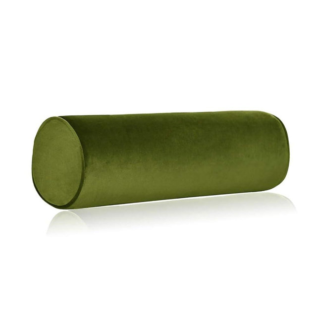 Tinbolunce Memory Foam Roll Pillow for Knee/Leg/Neck - Full Moon Bolster/Round Cylinder Pillow for Sleeping on Side or Back - Removable Cooling Cover Length 18" x 6" Diameter (Lime Green)