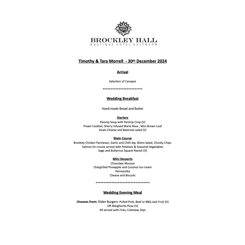 Wedding Menu