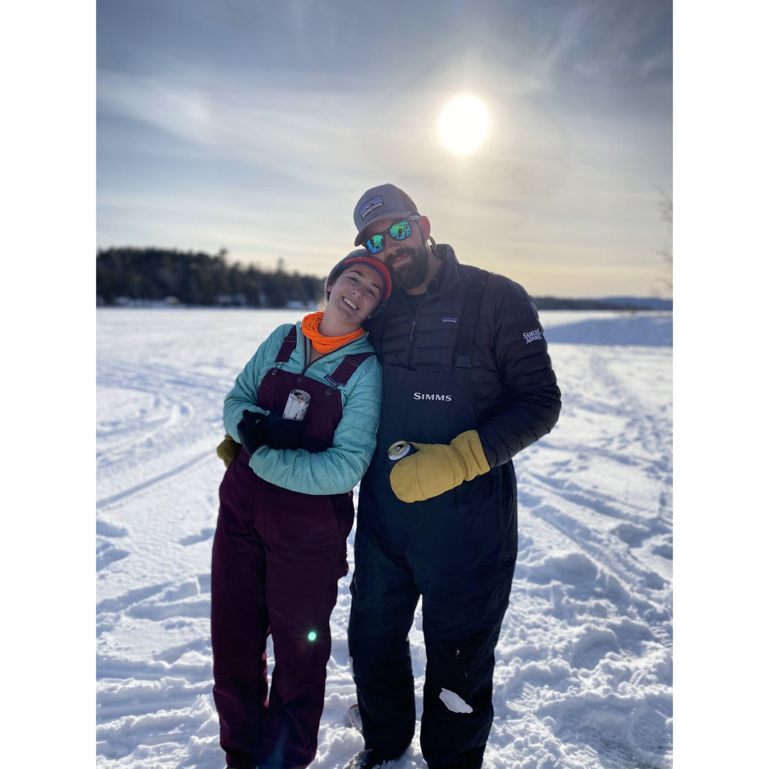 Ice fishing on Sebec with the Estes'