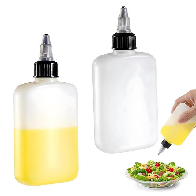 KALIONE Oil Dispenser Bottle for Camping & Cooking, 4oz Squeeze Condiment Bottle, 2 Pack, High Density Polyethylene, 118.29ml, Reusable, Leak-proof Screw Cap