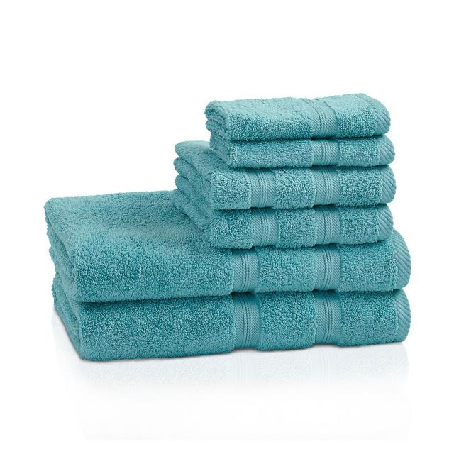 Modern Smart Dry Absorbent Zero-Twist 6-Piece Towel Set, Turquoise by Blue Nile Mills