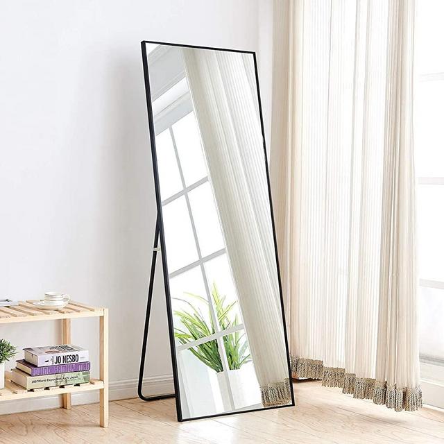 Aluminum Alloy Thickened Frame-65"x22", Full Length Mirror, Floor Mirror, Standing Mirror, Full Body Mirror, Large Mirror, Floor Length Mirror, Wall Mirror, Black Mirror, Black Aluminum Frame