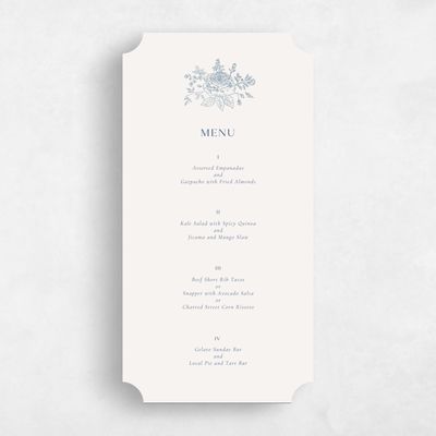 Blue Ticket Wedding Menu - Kerenza