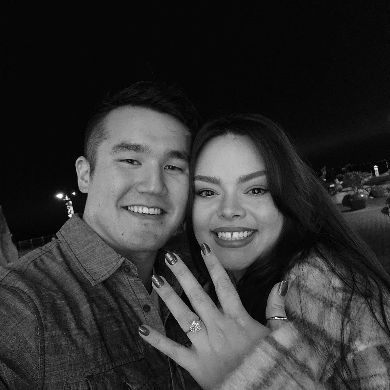 Impromptu engagement selfie at Point Ruston (December 2022).