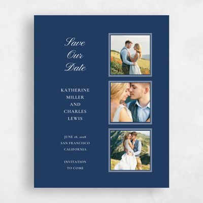 Navy, Blue Wedding Save the Date - Abbey Strip