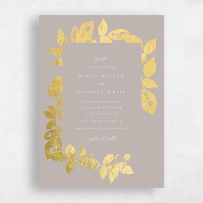 Greige, Beige Wedding Invitation - Jasmine Portrait Foil