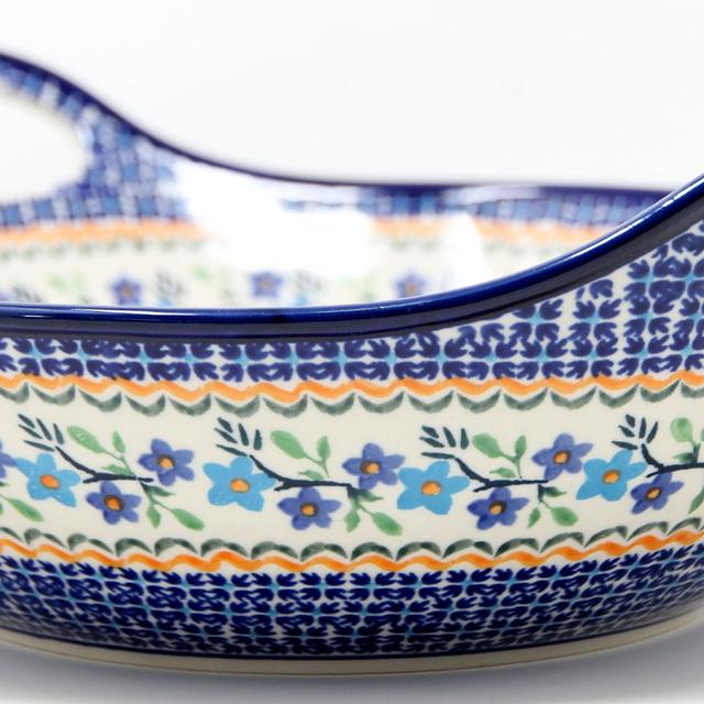 Polish Pottery 12 Inch Diameter Bowl with Handles
