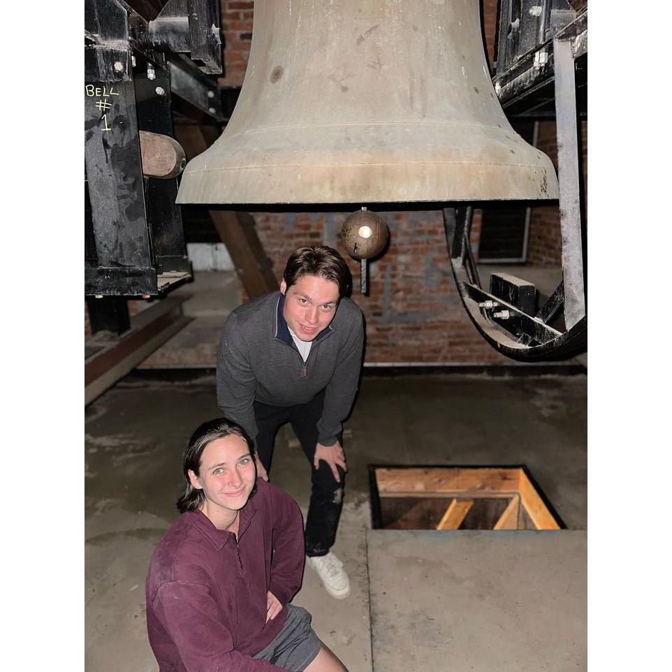 Owen and Helen exploring the bell tower shortly before they started dating.