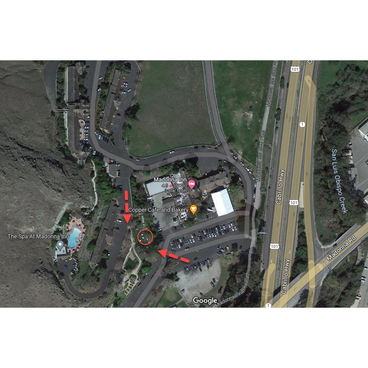 There are two entrances to the Secret Garden, one from the parking and one from the hotel rooms