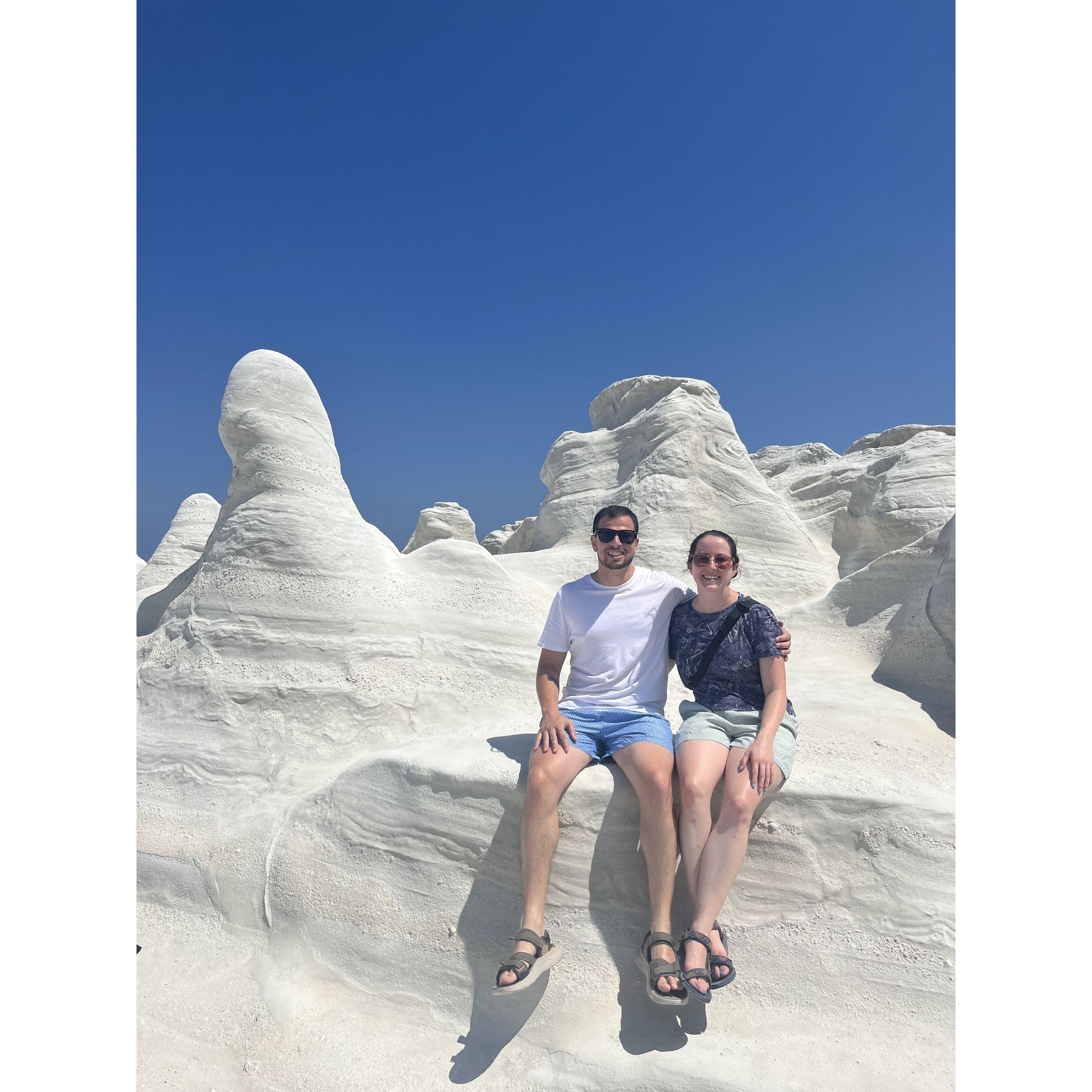 White people on white sand