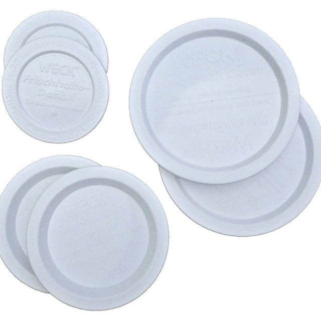 Weck Jar Keep-Fresh Plastic Lids Variety Pack. Includes 2 Small, 2 Medium and 2 Large lids (6 items) Fits all Weck Jar Models