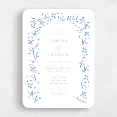 Blue Rounded Wedding Invitation - Regal Portrait Letterpress