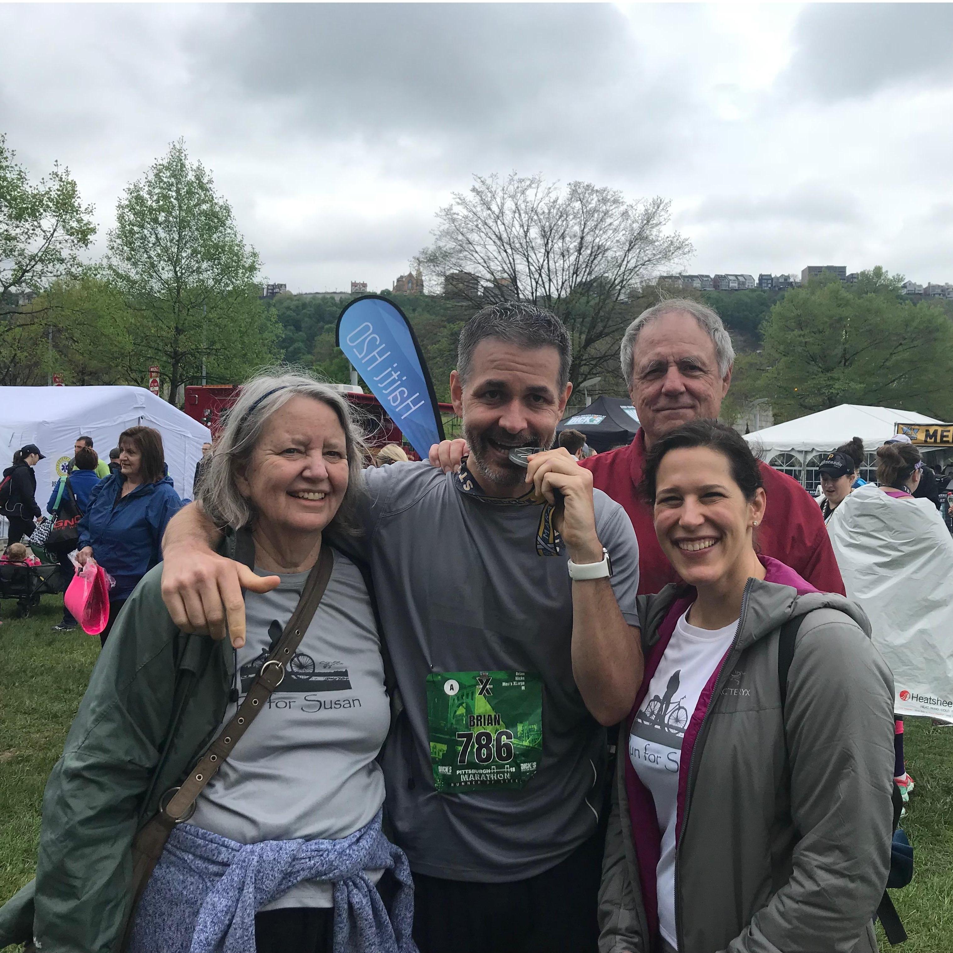 Julie supports Brian when he runs marathons.