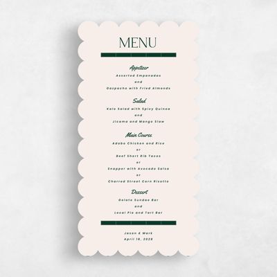 Green Scalloped Wedding Menu - Metropol