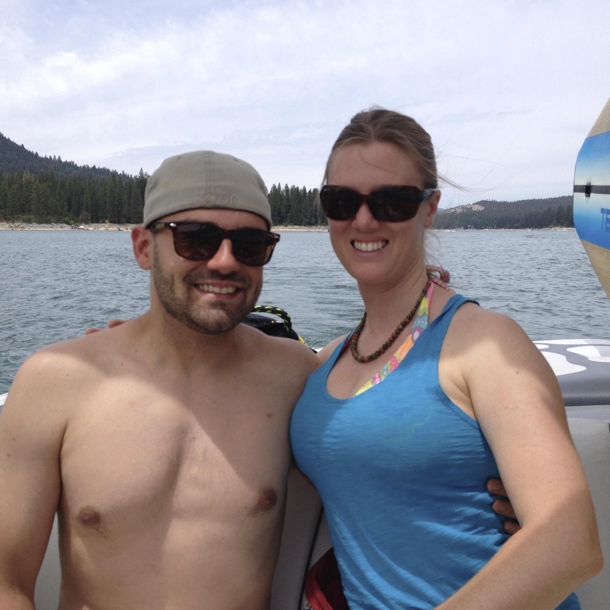 Our for some wake boarding on Neil and Andrea's boat!