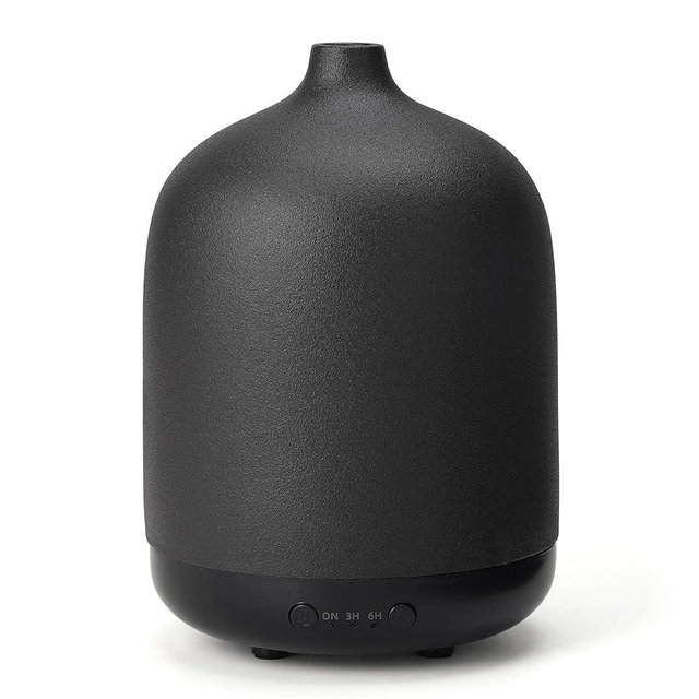 Ceramic Essential Oil Diffusers for Home, Decorative Bedroom Aromatherapy Scent Air Diffuser Ultrasonic Aroma Defusers 250ml with Timed-Black