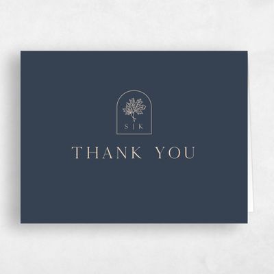 Grayed Navy, Blue Wedding Thank You - Mapleton Landscape