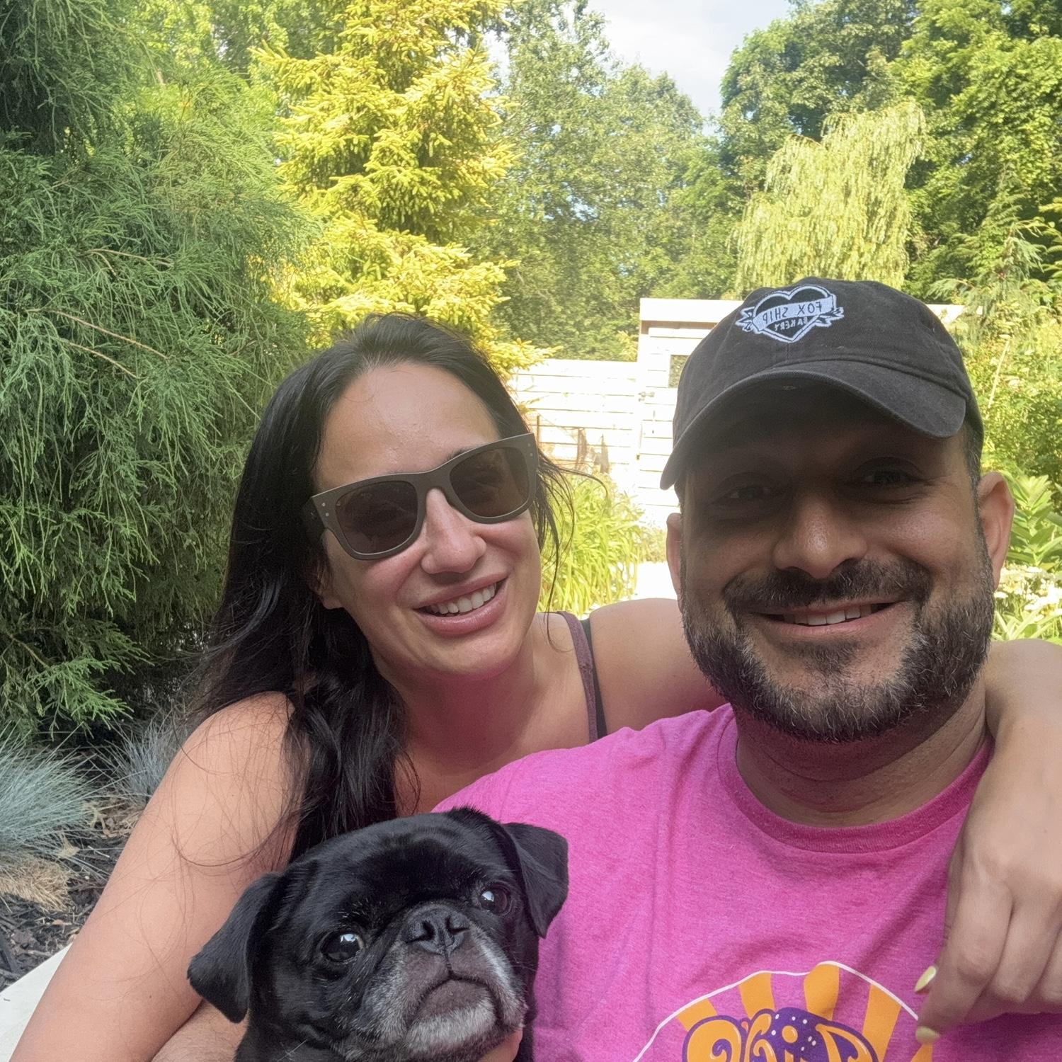 Us & Lloyd at our AirBnB in Saugatuck for 4th of July