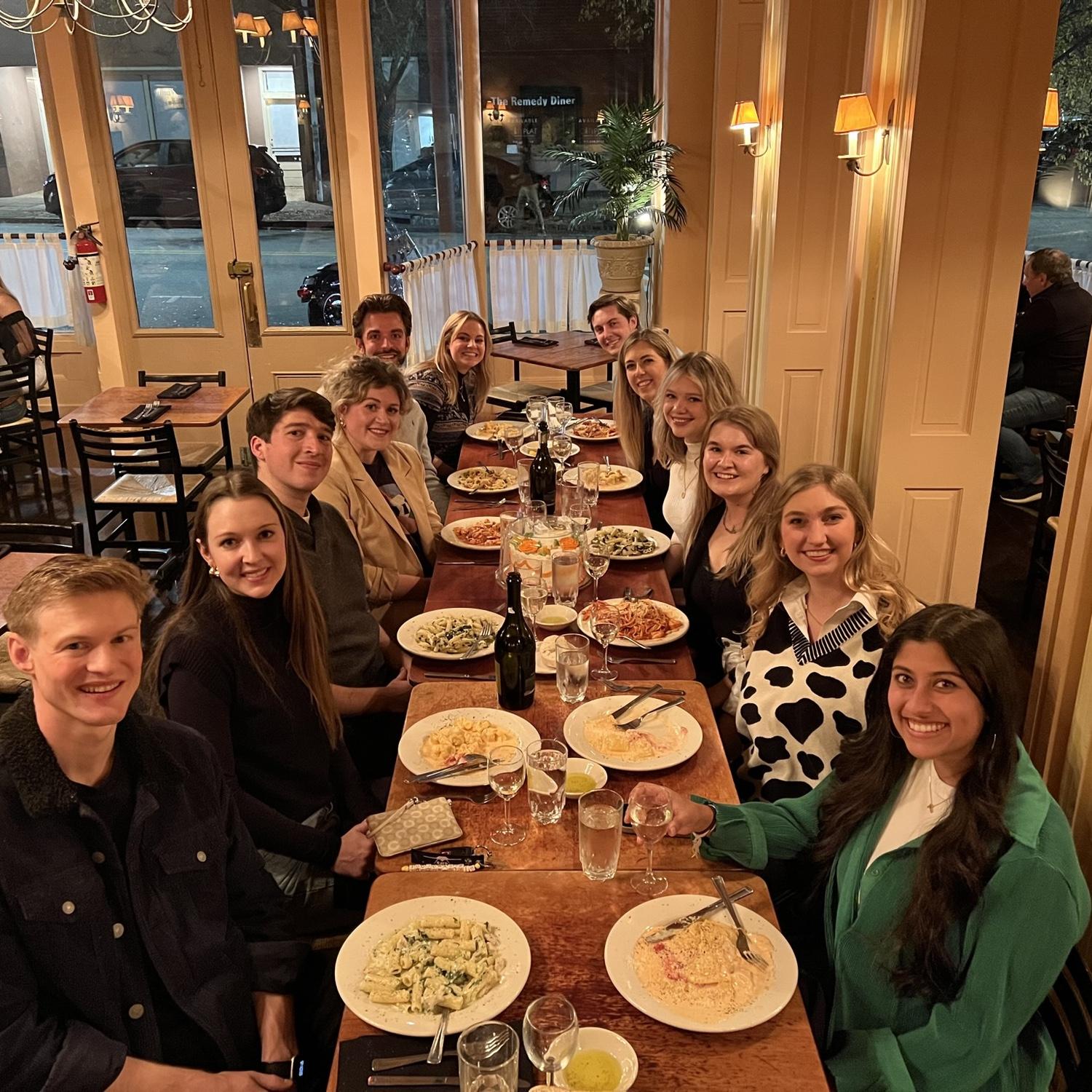 Hannah's 26th birthday dinner with our close friends at Caffe Luna in downtown Raleigh (November 2022).
