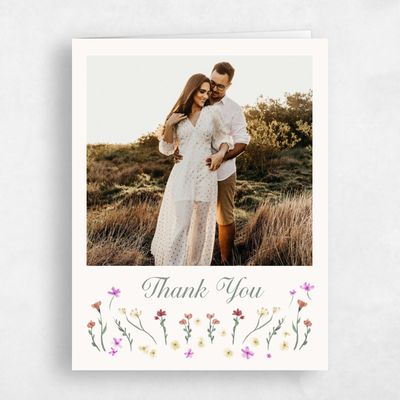 Beige Whimsical Wedding Thank You - Harebell Photo