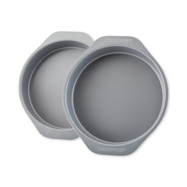 Farberware GoldenBake Bakeware Nonstick Round Cake Pan Set, 2-Piece, Gray