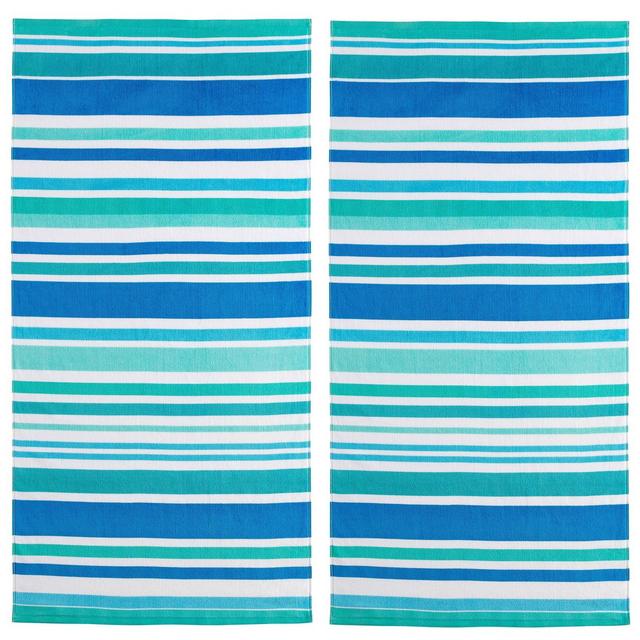 2pk Cabana Striped Fiber Reactive Printed Beach Towels Blue - Mudd