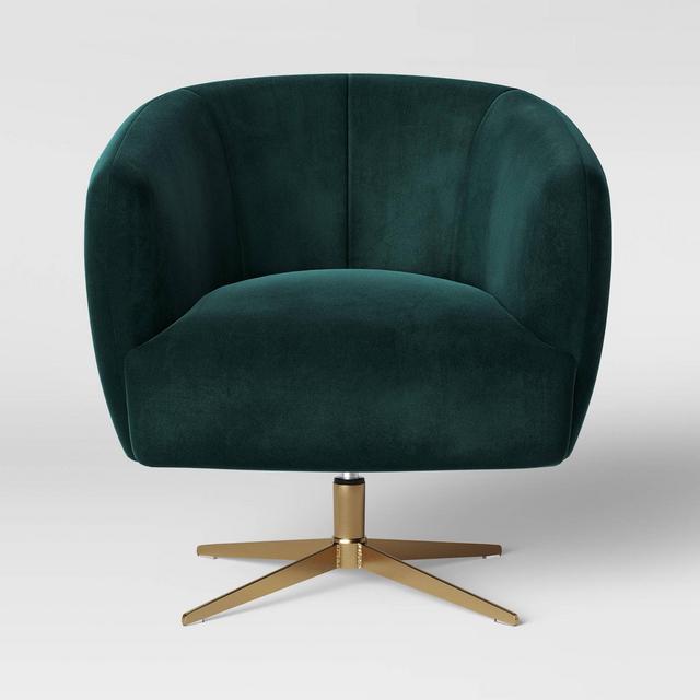 Morpho Swivel Velvet Arm Chair Forest Green - Opalhouse™