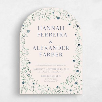 Beige Arch Wedding Invitation - Mirto Portrait