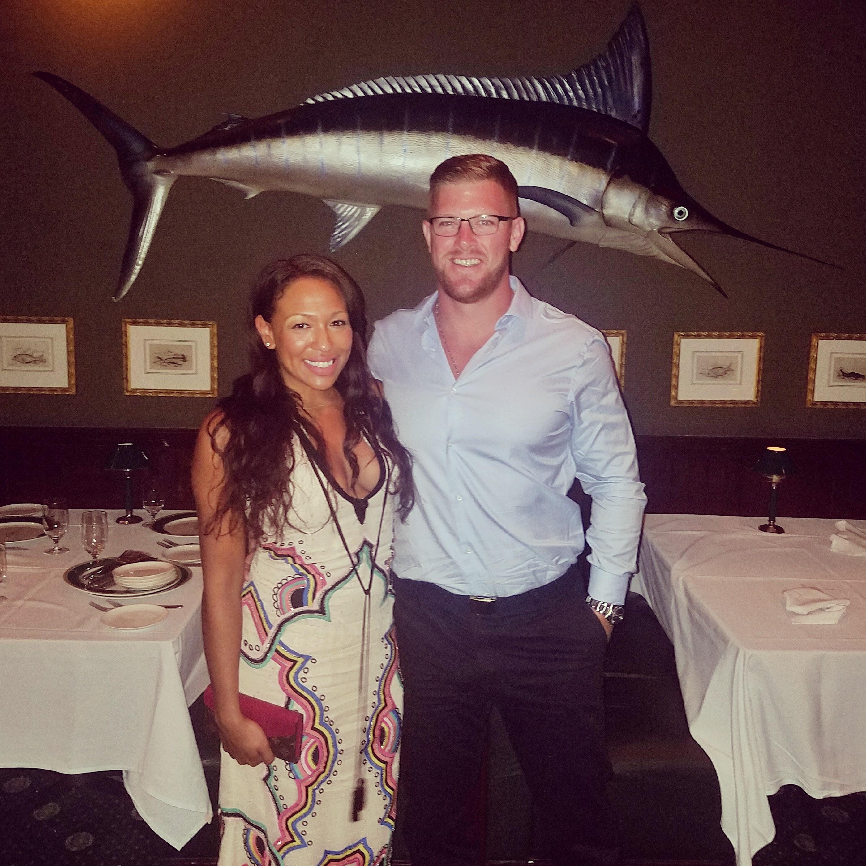 Enjoying an amazing dinner in Nassau