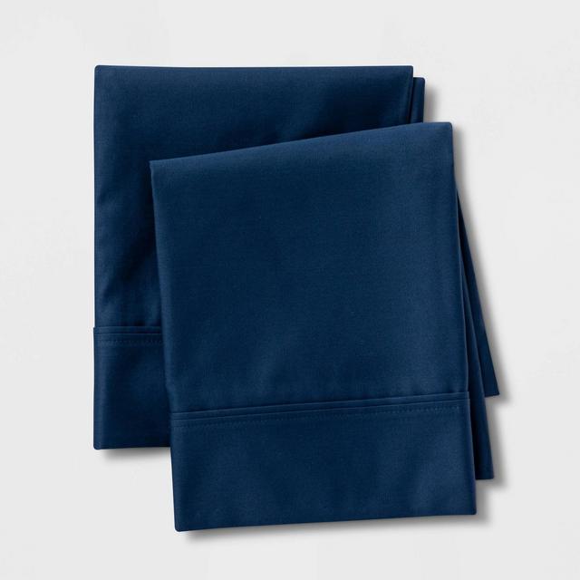King 800 Thread Count Solid Performance Pillowcase Set Indigo - Threshold Signature™