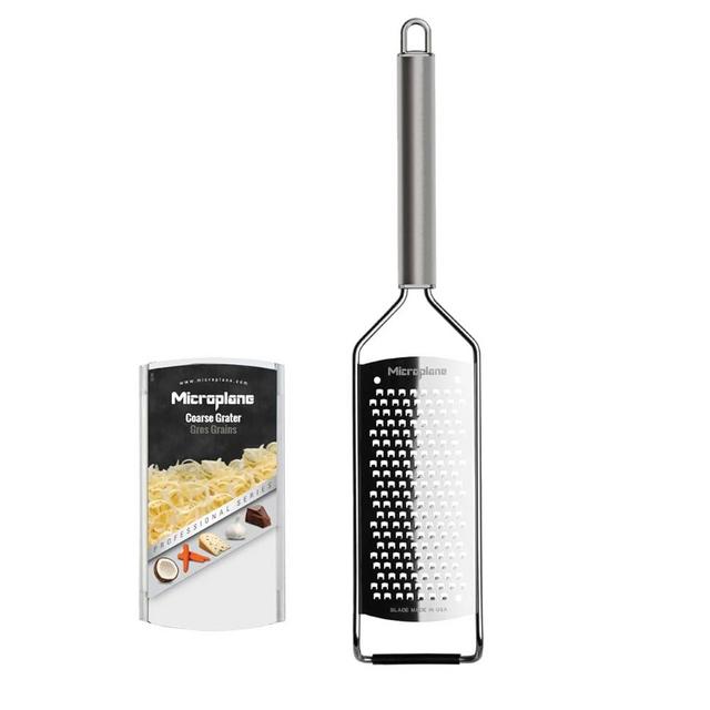 Microplane Professional Series Kitchen Grater new Coarse for Cheese, Carrot, Ginger, Coconut, Nuts and Horseradish with Stainless Steel Blades - Made in USA