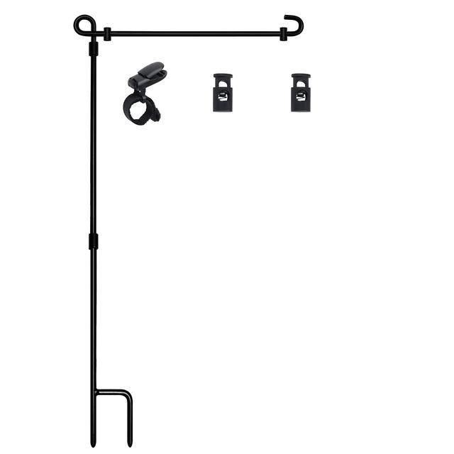 Garden Flag Stand, Premium Garden Flag Pole Holder Metal Powder-Coated Weather-Proof Paint with one Tiger Clip and two Spring Stoppers without flag