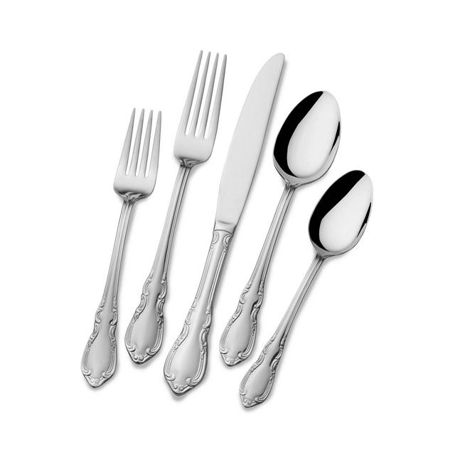 Pfaltzgraff 42pc Vienna Flatware Set: 18/0 Stainless Steel, Service for 8, Dishwasher-Safe, Traditional Style, Silver