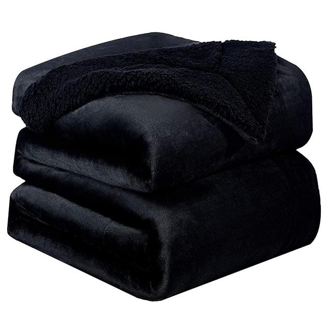 Bedsure Sherpa Fleece Blanket King Size Black Plush Blanket Fuzzy Soft Blanket Microfiber