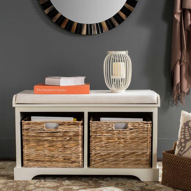 Safavieh Freddy Wicker Storage Bench in Vintage White