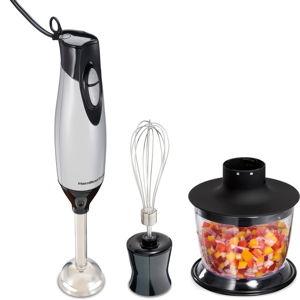 Hamilton Beach 4-in-1 Electric Immersion Hand Blender with Handheld Blending Stick, Whisk + 3-Cup Food & Vegetable Chopper Bowl, 2-Speeds, 225 Watts, Silver and Stainless Steel (59765)