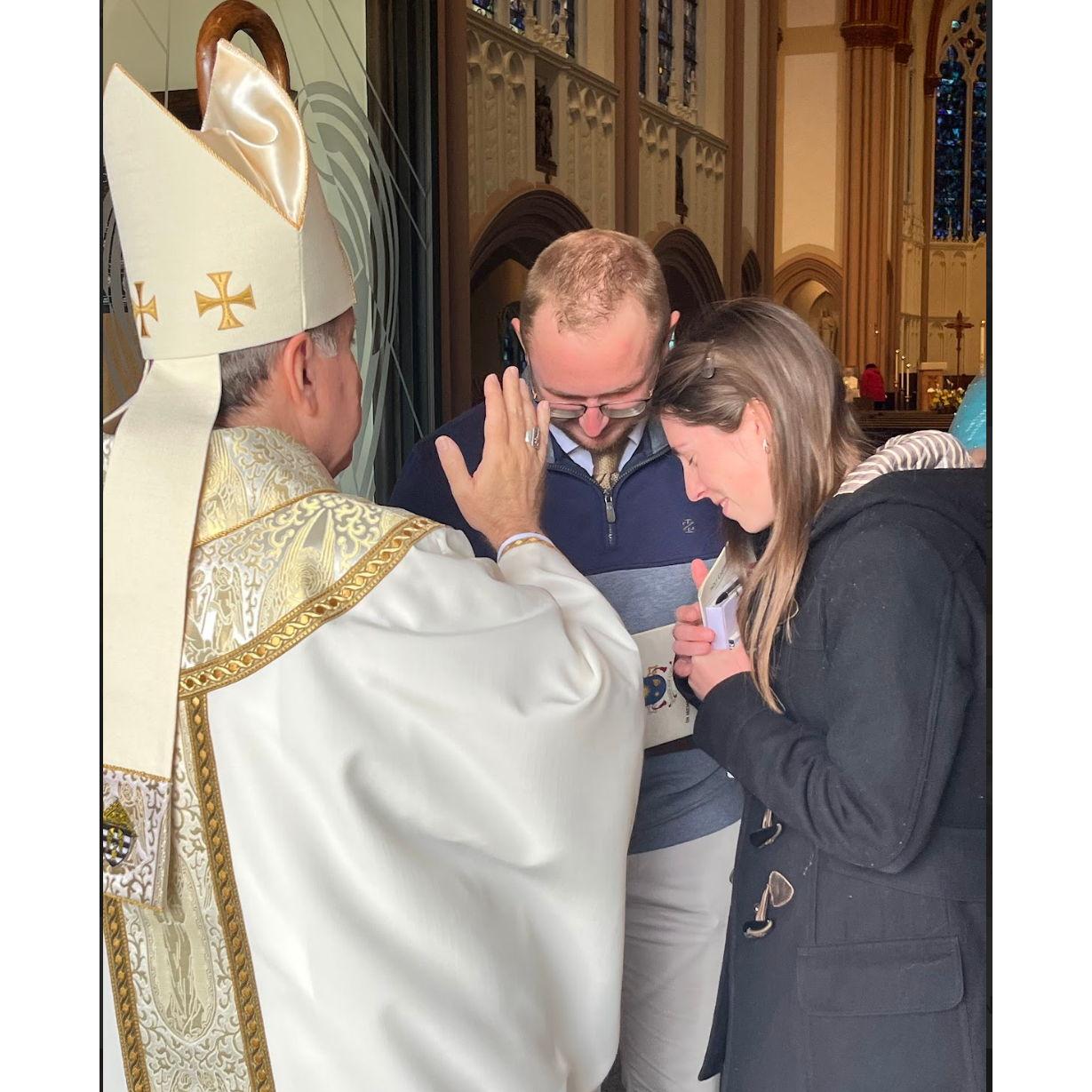 Engagement blessing from Bishop McClory!