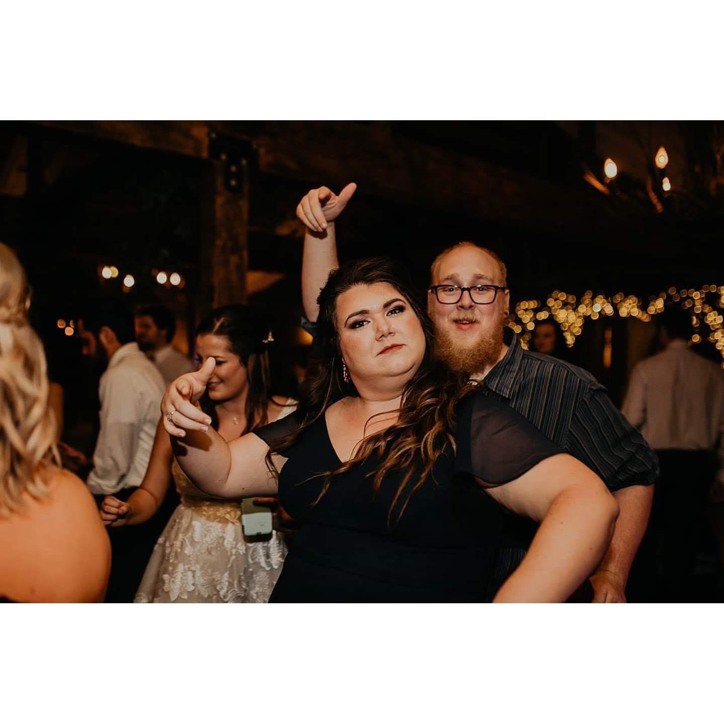 Us getting rowdy at Kelsey's wedding last October