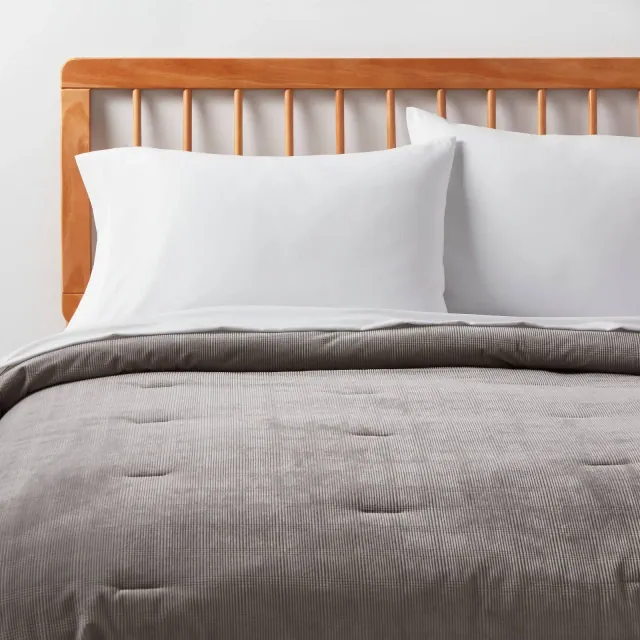 King Corduroy Plaid Comforter Gray - Room Essentials™