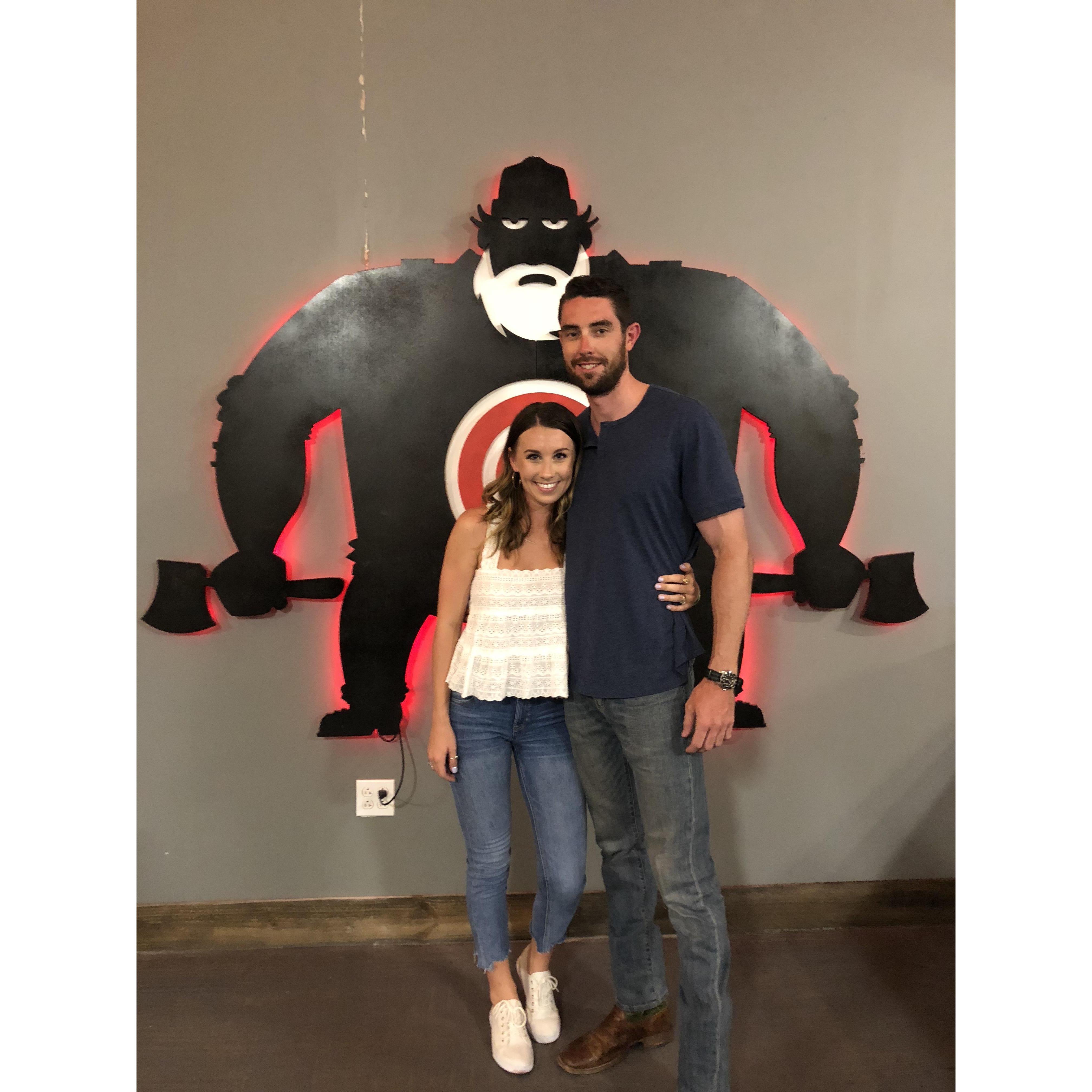 Our first time axe throwing in Charlotte!