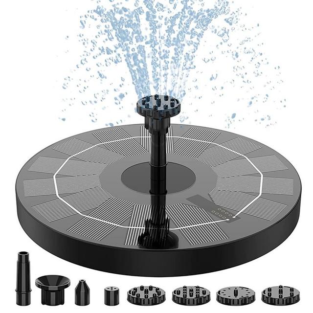AISITIN Solar Fountain Pump,2.5w 6.3" Solar Powered Water Fountain Pump with 6 Nozzles,Solar Birdbath Floating Fountain for Garden,Ponds, Fish Tank,Outdoor and Aquarium