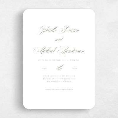 White Rounded Wedding Invitation - Conques Portrait
